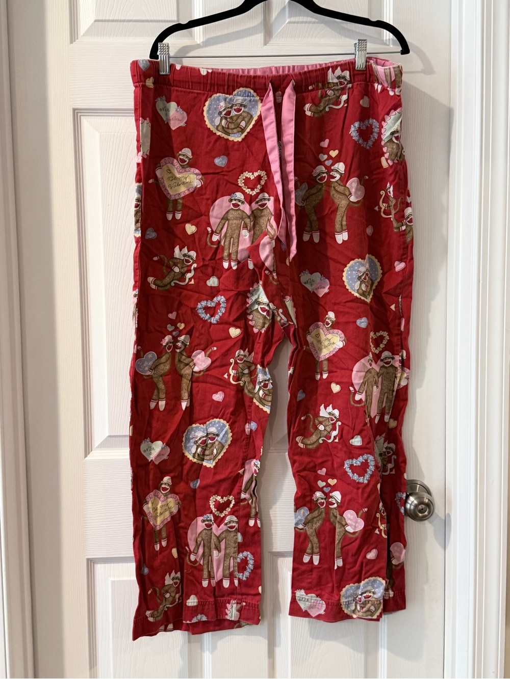 Nick & Nora Red Sock Monkey Heart Print Pajama Pants